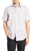 Men's Bugatchi Classic Fit Crab Print Sport Shirt - White