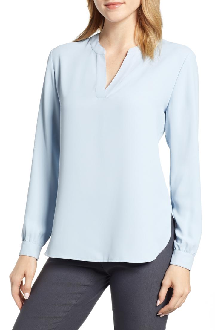 Women's Anne Klein Split Neck Blouse, Size - Blue
