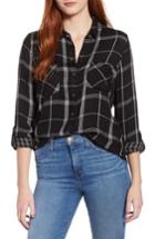 Women's Lucky Brand Plaid Boyfriend Shirt - Black