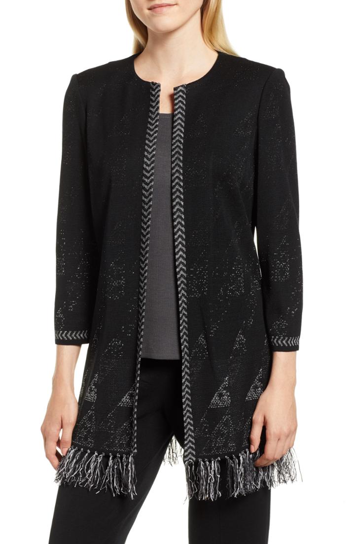 Women's Ming Wang Fringe Knit Jacket