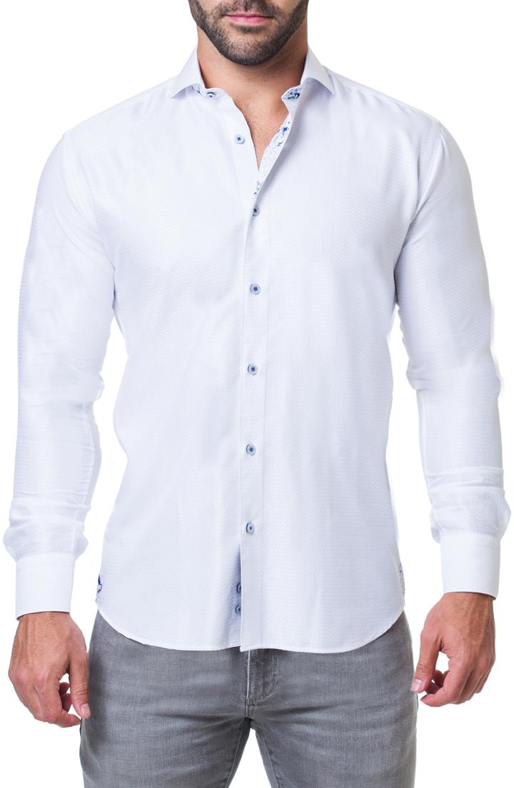 Men's Maceoo Einstein Ripple Trim Fit Sport Shirt (m) - White
