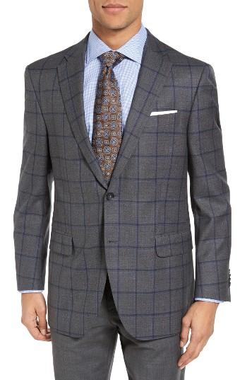 Men's Peter Millar Classic Fit Windowpane Wool Sport Coat R - Grey