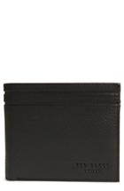 Men's Ted Baker London Striped Piping Leather Bifold Wallet - Black