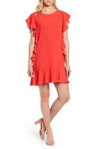 Petite Women's Bobeau Flutter Sleeve Shift Dress P - Red