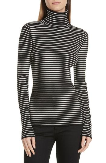 Women's La Ligne Fine Line Stripe Turtleneck - Black
