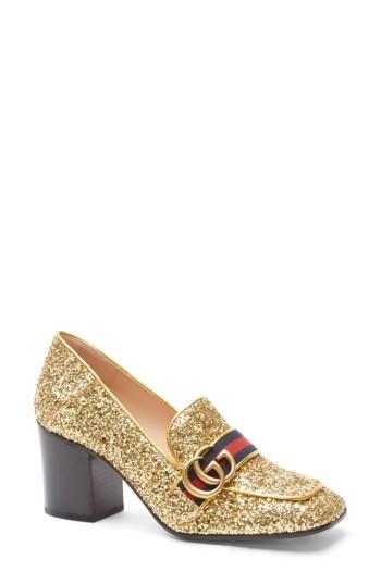 Women's Gucci Glitter Peyton Loafer Pump .5us / 36.5eu - Metallic