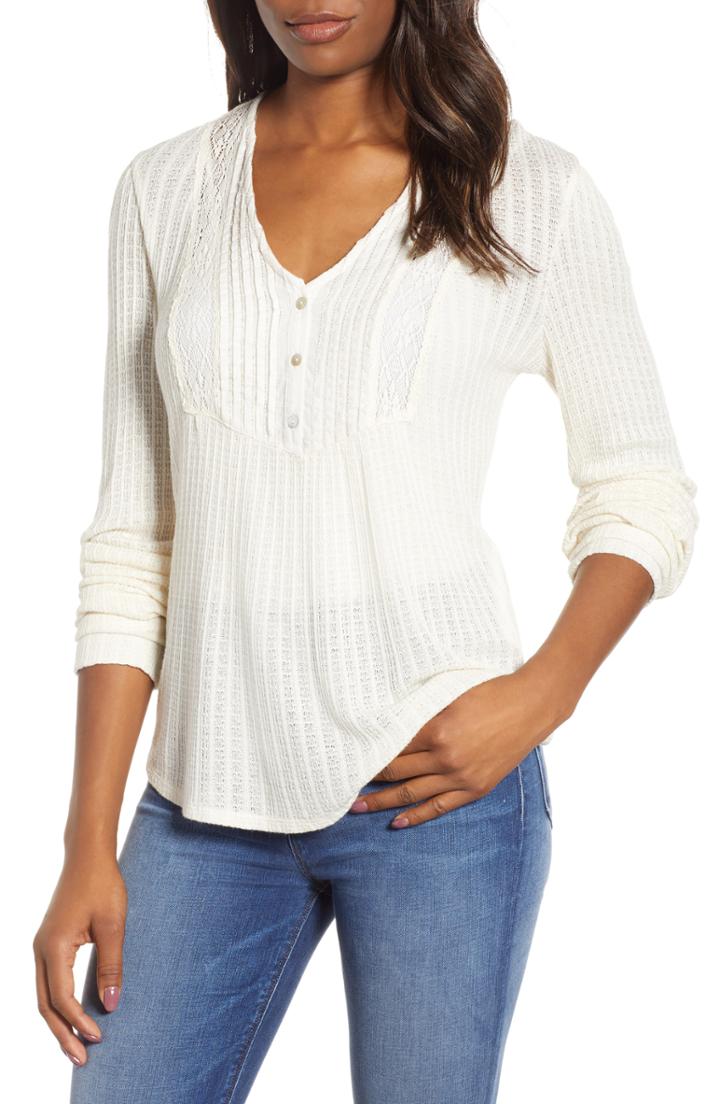 Women's Lucky Brand Lace Trim Top - White