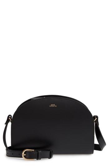 A.p.c. Sac Demi Lune Leather Shoulder Bag - Black