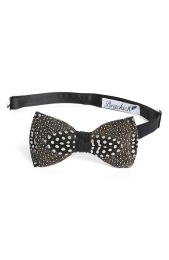 Men's Brackish & Bell Guinea Feather Bow Tie, Size - Black
