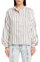 Women's Isabel Marant Stripe Puff Sleeve Shirt Us / 34 Fr - White