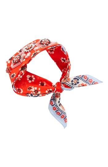 Women's Tory Burch Embellished Floral Scarf, Size - Red