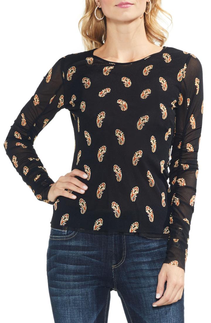 Women's Vince Camuto Paisley Estate Top, Size - Black