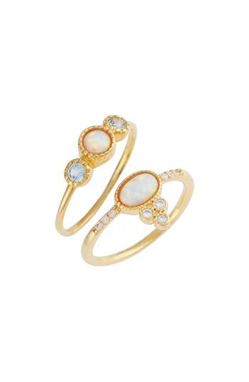 Women's Elise M. Fabiana Set Of 2 Fire Opal & Crystal Rings