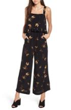 Women's Bp. Ruffled Floral Print Jumpsuit, Size - Black