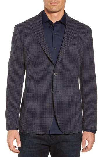 Men's Bugatchi Houndstooth Cotton Knit Blazer R - Blue