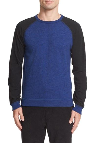 Men's Rag & Bone Colorblock Raglan Sleeve Sweatshirt - Blue
