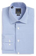 Men's David Donahue Trim Fit Houndstooth Dress Shirt 32/33 - Blue