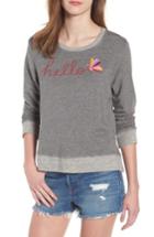 Women's Sundry Hello Embroidered Double Zip Pullover - Grey