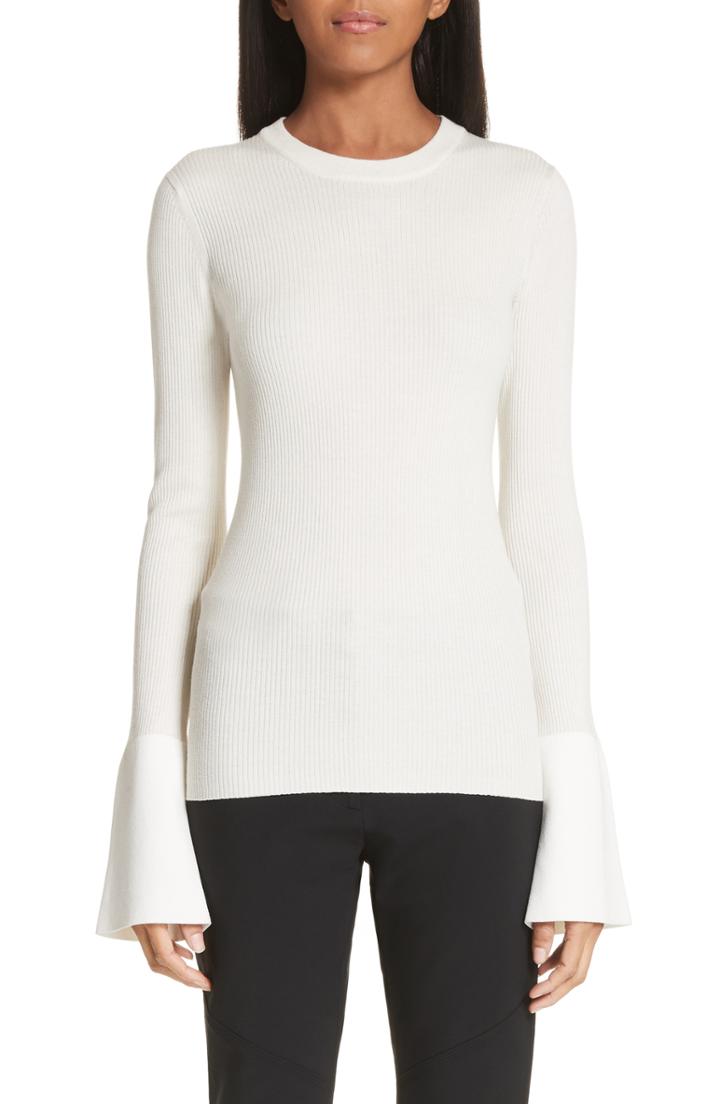 Women's Proenza Schouler Contrast Cuff Silk & Cashmere Blend Sweater