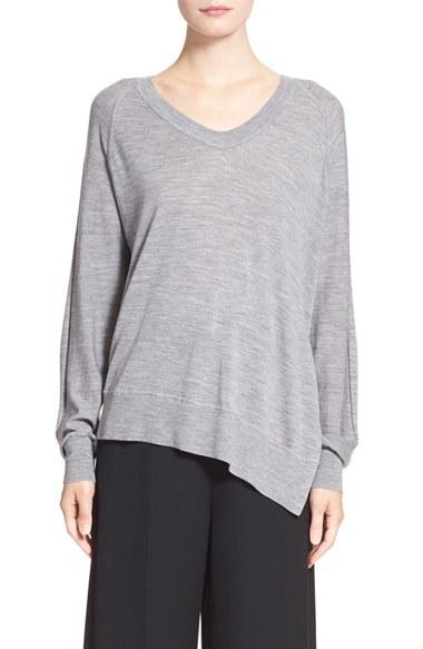 Women's Alexander Wang Asymmetrical Merino Wool V-neck Sweater