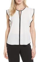 Women's Vince Camuto Contrast Piped Keyhole Blouse