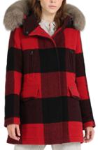 Women's Woolrich Mckenzie Buffalo Check Coat With Genuine Fox Fur Trim