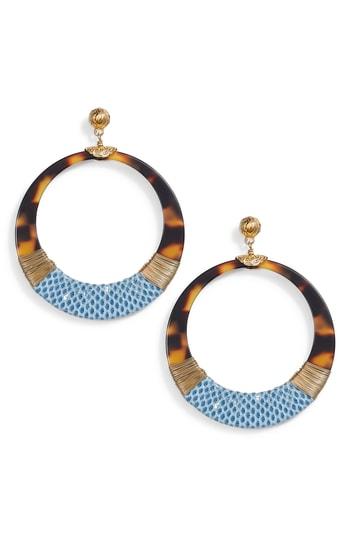 Women's Gas Bijoux Lodge Genuine Snakeskin Wrapped Hoop Earrings