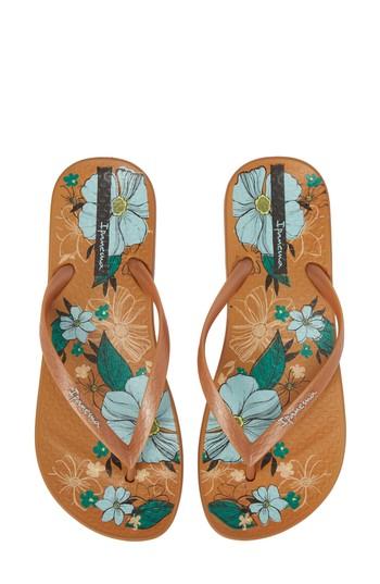 Women's Ipanema Ana Blossom Print Flip Flop M - Brown