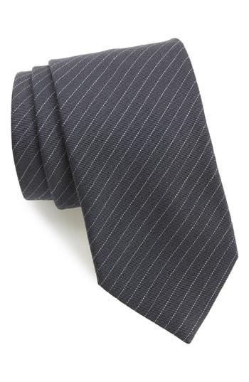 Men's Brioni Stripe Wool & Silk Tie, Size - Grey