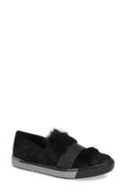 Women's Sesto Meucci Cornie Genuine Rabbit Fur Embellished Slip-on Sneaker .5 M - Black