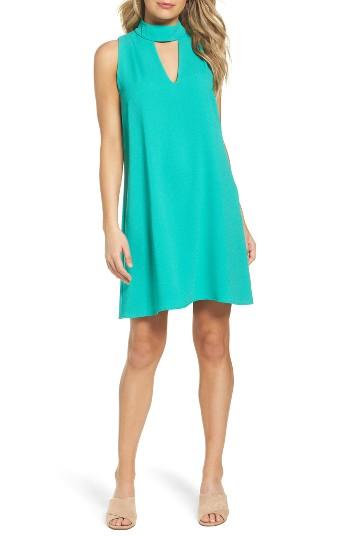 Women's Charles Henry Mock Neck Shift Dress - Green