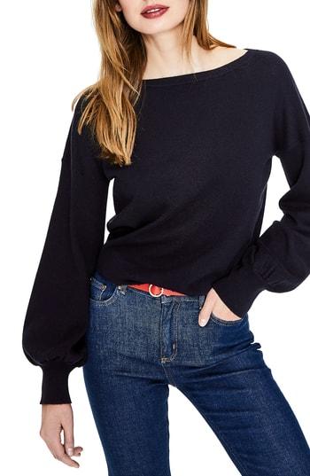 Women's Boden Muriel Volume Sleeve Sweater - Blue
