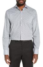 Men's Bugatchi Trim Fit Floral Dot Print Dress Shirt .5 - Grey