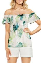 Women's Vince Camuto Sunlit Palm Off The Shoulder Top, Size - Green