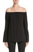 Women's Michael Kors Silk Georgette Off The Shoulder Top - Black