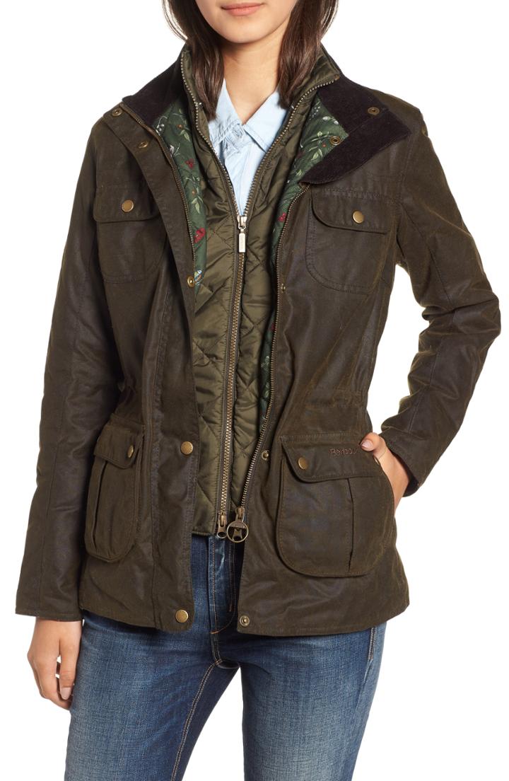 Women's Barbour Chaffinch Water Resistant Waxed Cotton Jacket Us / 10 Uk - Green