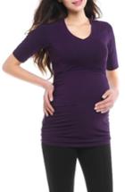 Women's Kimi And Kai Poppy Ruched Maternity Tee - Purple