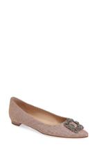 Women's Manolo Blahnik 'hangisi' Jeweled Pointy Toe Flat .5us / 38.5eu - Metallic