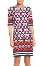 Women's Eliza J Border Print Shift Dress - Pink