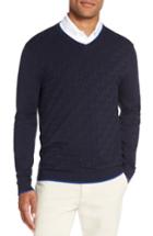 Men's Ted Baker London Armstro Tipped Golf Tee Sweater (xl) - Blue