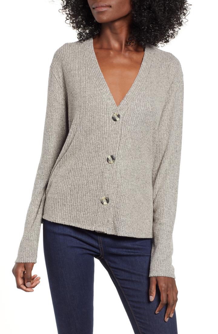 Women's Socialite Button Front Ribbed Top - Beige