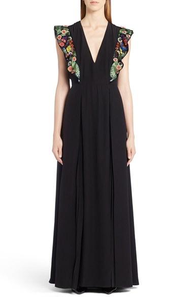Women's Fendi Embellished Ruffle Gown