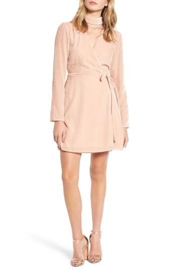 Women's Wayf Elroy Choker Collar Wrap Dress - Pink