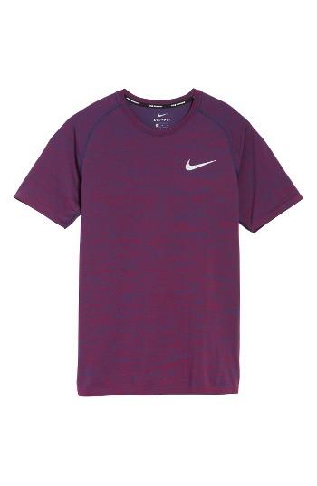 Men's Nike Men Dry Knit Running T-shirt, Size - Blue