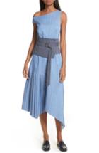 Women's Sea Belted Asymmetrical Midi Dress - Blue