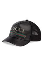 Men's Gucci Vintage Logo Leather Ball Cap - None