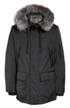 Men's Andrew Marc Shell Jacket With Genuine Fox Fur Trim - Black