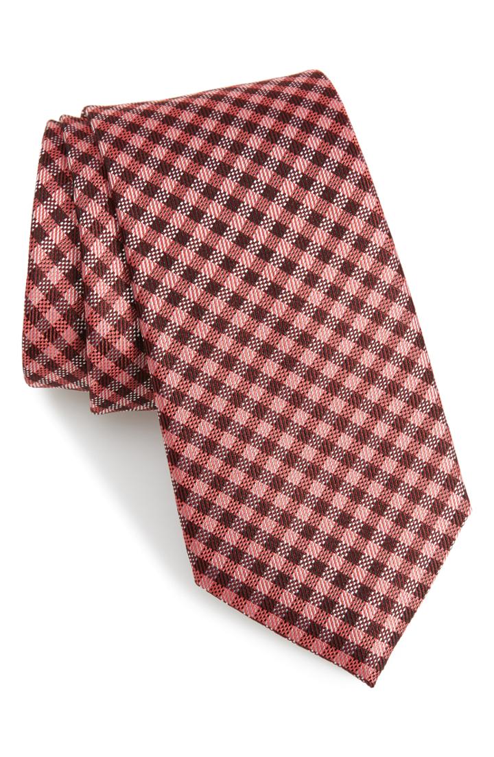 Men's Calibrate Fiswell Check Silk Tie, Size - Red