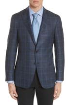 Men's Canali Classic Fit Wool Blend Windowpane Sport Coat Us / 48 Eu R - Blue