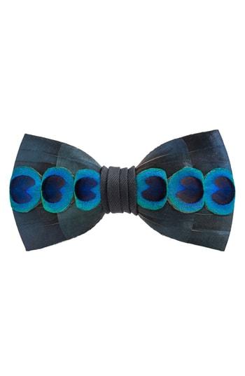Men's Brackish & Bell Abalone Feather Bow Tie, Size - Blue/green